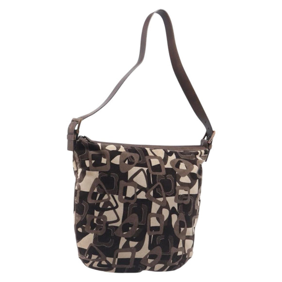 CELINE Shoulder Bag Velor Autumn Winter 2002 Collection Brown Auth BA16699