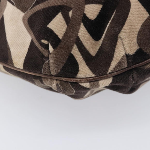 CELINE Shoulder Bag Velor Autumn Winter 2002 Collection Brown Auth BA16699
