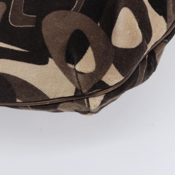 CELINE Shoulder Bag Velor Autumn Winter 2002 Collection Brown Auth BA16699