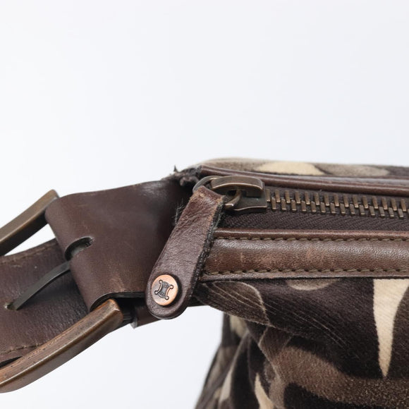 CELINE Shoulder Bag Velor Autumn Winter 2002 Collection Brown Auth BA16699