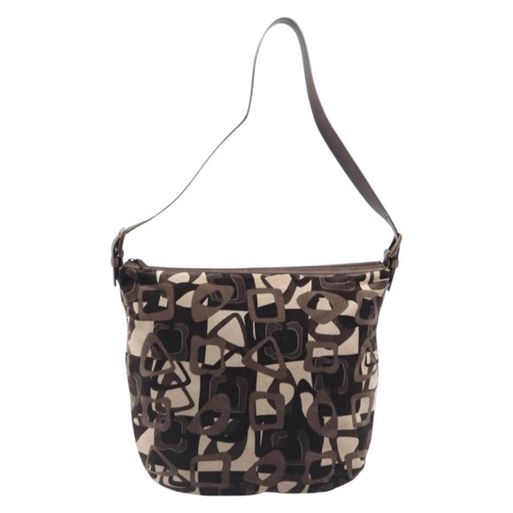CELINE Shoulder Bag Velor Autumn Winter 2002 Collection Brown Auth BA16699