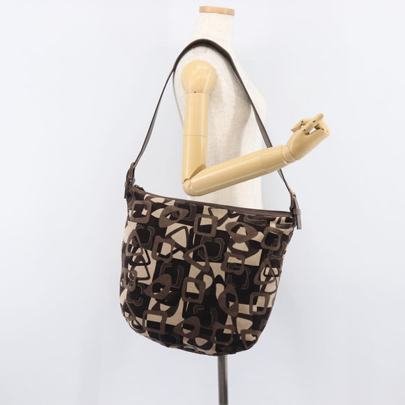 CELINE Shoulder Bag Velor Autumn Winter 2002 Collection Brown Auth BA16699