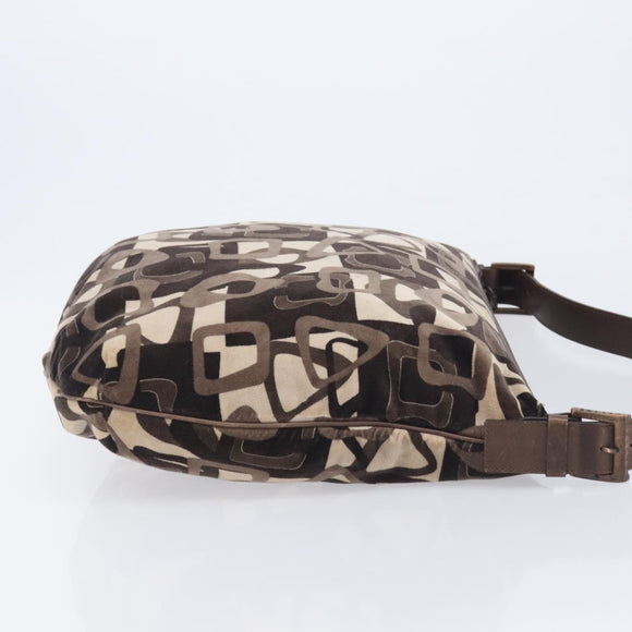 CELINE Shoulder Bag Velor Autumn Winter 2002 Collection Brown Auth BA16699