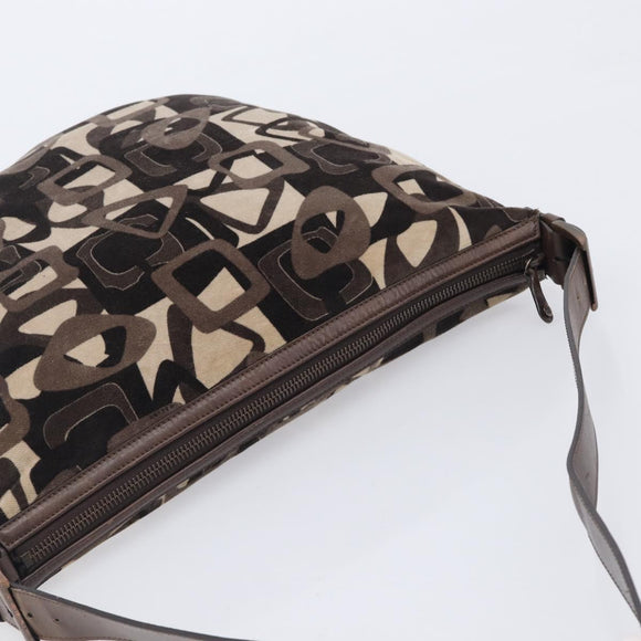CELINE Shoulder Bag Velor Autumn Winter 2002 Collection Brown Auth BA16699