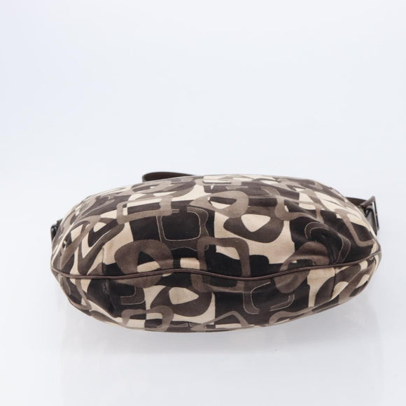 CELINE Shoulder Bag Velor Autumn Winter 2002 Collection Brown Auth BA16699