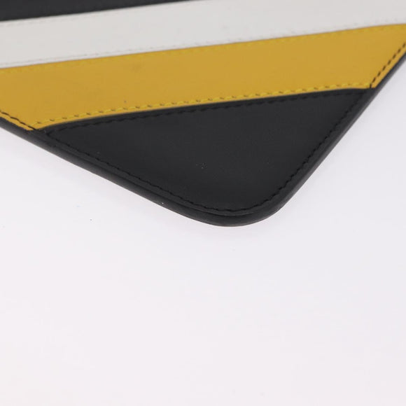 FENDI FILA Collaboration Clutch Bag Leather Black Gold Auth BA16700A