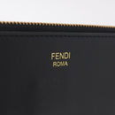 FENDI FILA Collaboration Clutch Bag Leather Black Gold Auth BA16700A-14
