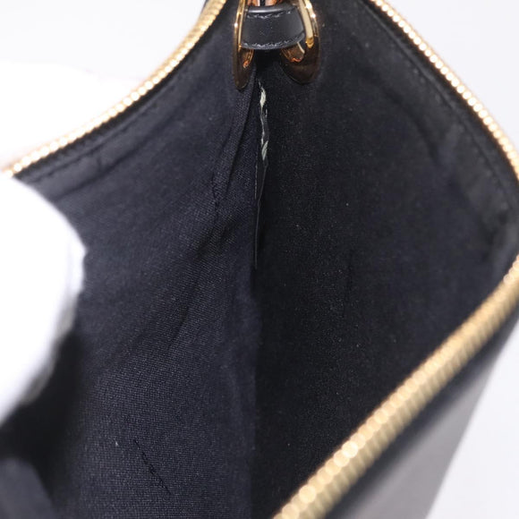 FENDI FILA Collaboration Clutch Bag Leather Black Gold Auth BA16700A