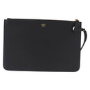 FENDI FILA Collaboration Clutch Bag Leather Black Gold Auth BA16700A-3