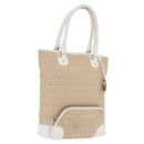 FENDI Zucchino Canvas Hand Bag Beige Gold Auth BA16701-1
