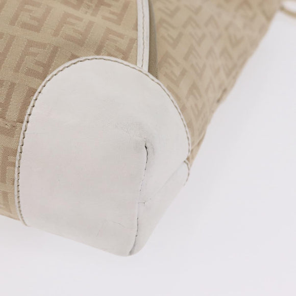 FENDI Zucchino Canvas Hand Bag Beige Gold Auth BA16701