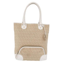 FENDI Zucchino Canvas Hand Bag Beige Gold Auth BA16701-2