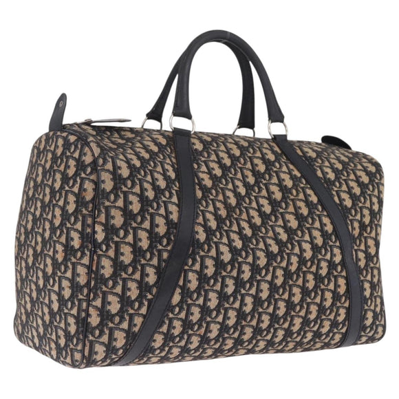 Christian Dior Trotter Canvas Boston Bag Navy Silver Auth BA16702A