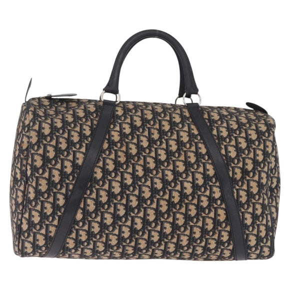 Christian Dior Trotter Canvas Boston Bag Navy Silver Auth BA16702A