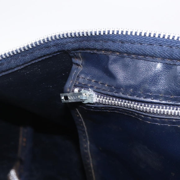 Christian Dior Trotter Canvas Boston Bag Navy Silver Auth BA16702A
