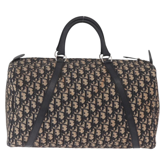 Christian Dior Trotter Canvas Boston Bag Navy Silver Auth BA16702A