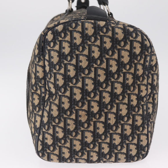 Christian Dior Trotter Canvas Boston Bag Navy Silver Auth BA16702A