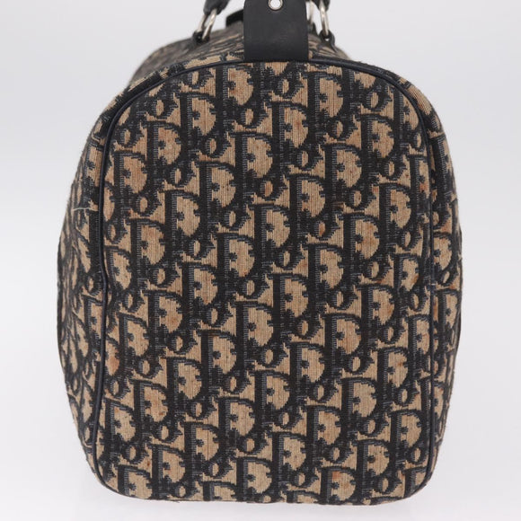 Christian Dior Trotter Canvas Boston Bag Navy Silver Auth BA16702A