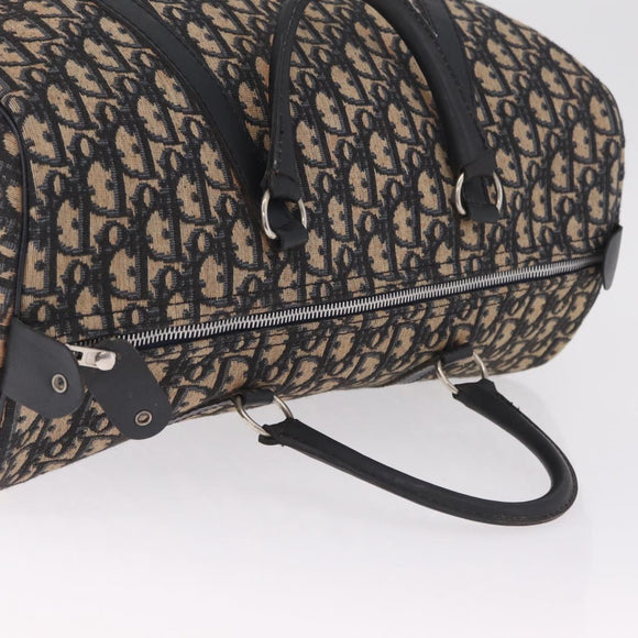Christian Dior Trotter Canvas Boston Bag Navy Silver Auth BA16702A