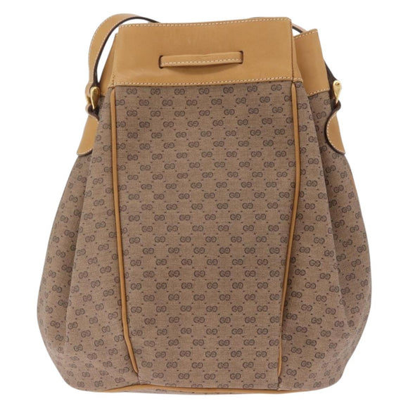 GUCCI Micro GG Supreme Shoulder Bag PVC Beige Gold Auth BA16707