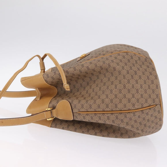 GUCCI Micro GG Supreme Shoulder Bag PVC Beige Gold Auth BA16707
