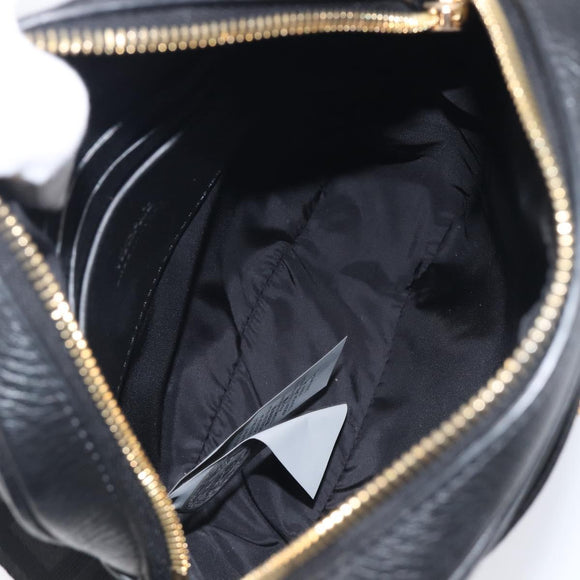 VERSACE Shoulder Bag Leather Black Gold Auth BA16708A