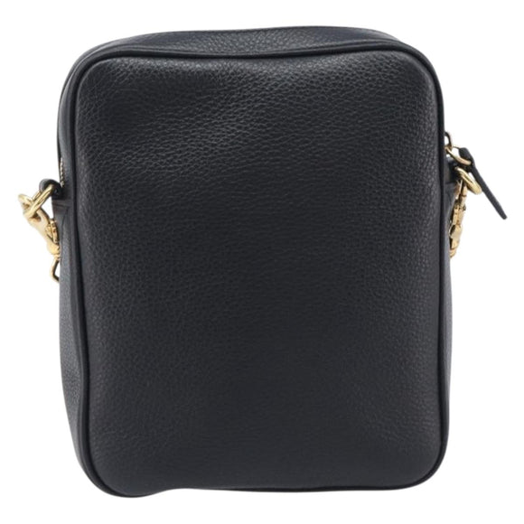 VERSACE Shoulder Bag Leather Black Gold Auth BA16708A