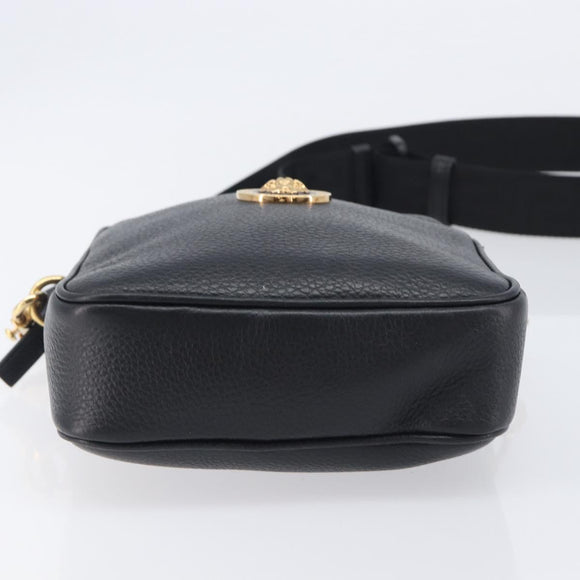 VERSACE Shoulder Bag Leather Black Gold Auth BA16708A