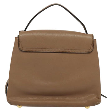 BURBERRY Hand Bag Leather 2way Brown Gold Auth BA1671 - 0