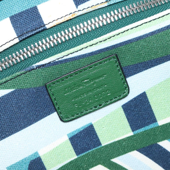 Salvatore Ferragamo Tote Bag Canvas Green Silver Auth BA16713A