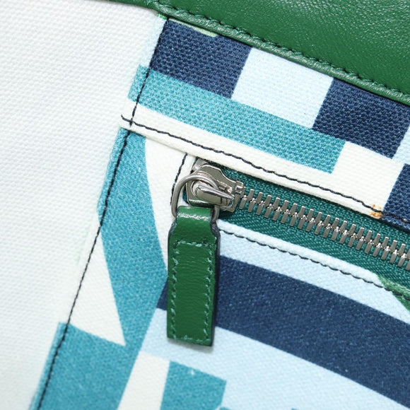 Salvatore Ferragamo Tote Bag Canvas Green Silver Auth BA16713A