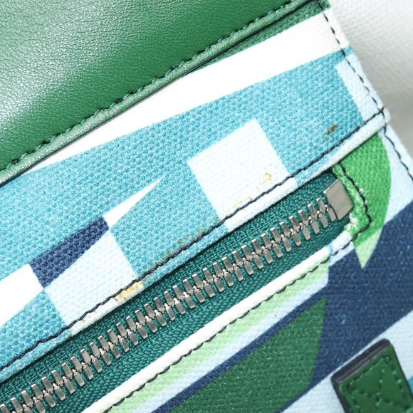 Salvatore Ferragamo Tote Bag Canvas Green Silver Auth BA16713A