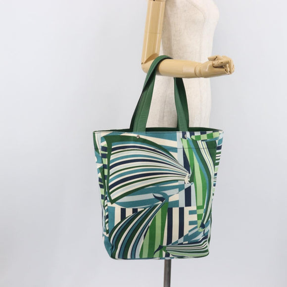 Salvatore Ferragamo Tote Bag Canvas Green Silver Auth BA16713A