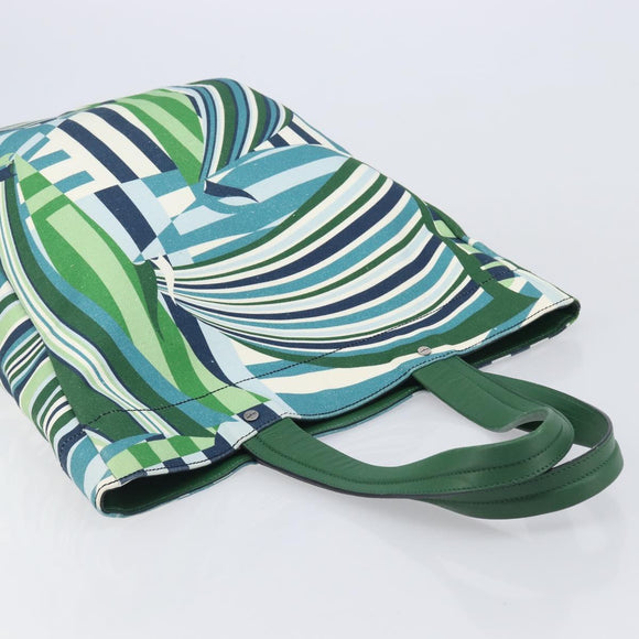 Salvatore Ferragamo Tote Bag Canvas Green Silver Auth BA16713A