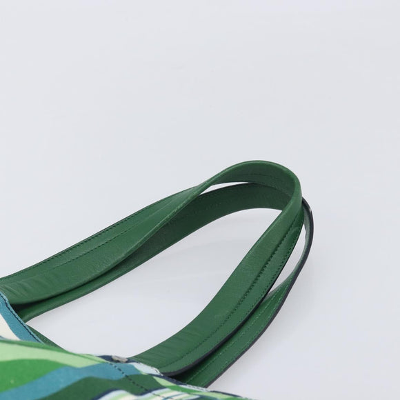 Salvatore Ferragamo Tote Bag Canvas Green Silver Auth BA16713A