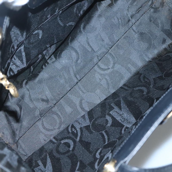 Salvatore Ferragamo Vala Tote Bag Leather Black Gold Auth BA1672