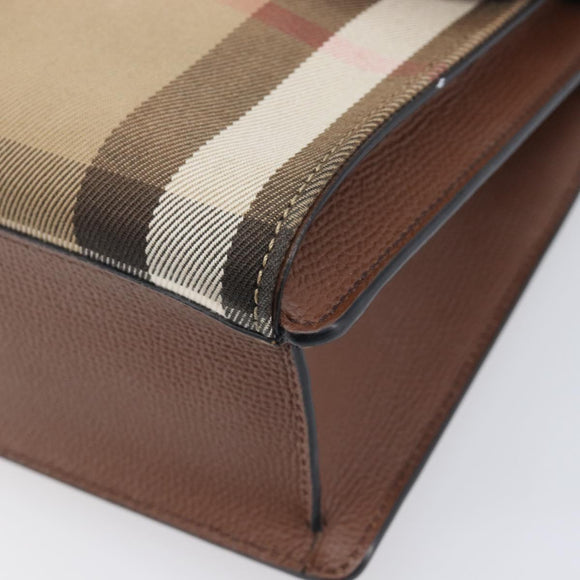 BURBERRY Nova Check Shoulder Bag Canvas Beige Gold Auth BA16725A
