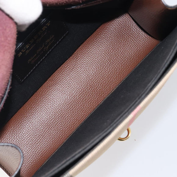 BURBERRY Nova Check Shoulder Bag Canvas Beige Gold Auth BA16725A