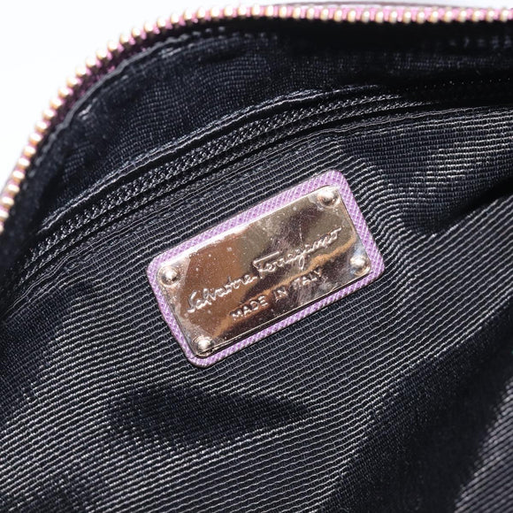 Salvatore Ferragamo Vala Hand Bag Nylon Purple Gold Auth BA16735A