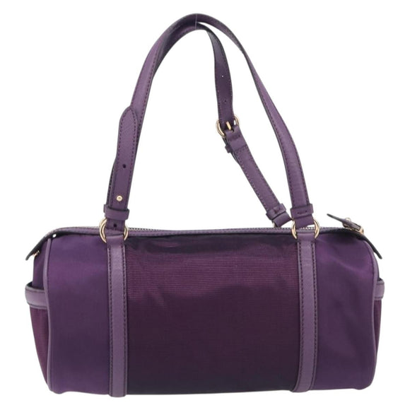 Salvatore Ferragamo Vala Hand Bag Nylon Purple Gold Auth BA16735A
