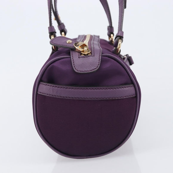 Salvatore Ferragamo Vala Hand Bag Nylon Purple Gold Auth BA16735A