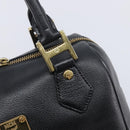 MCM Hand Bag Leather Black Gold Auth BA16736A-14