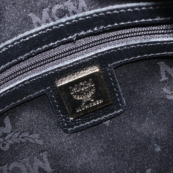 MCM Hand Bag Leather Black Gold Auth BA16736A