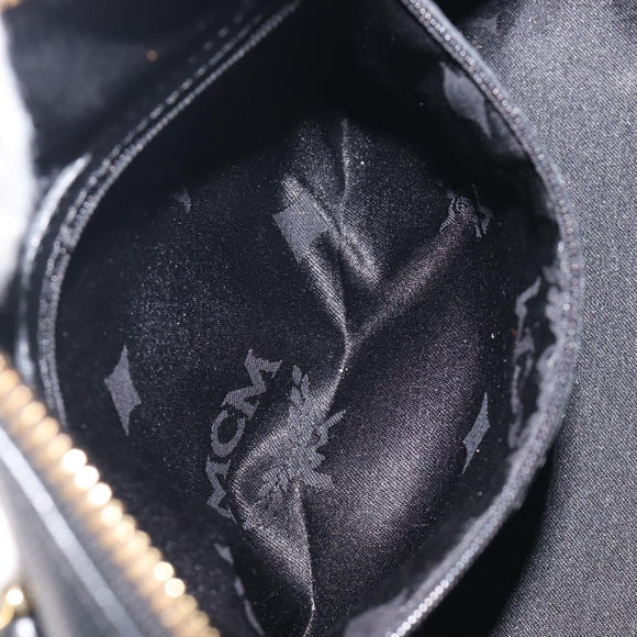 MCM Hand Bag Leather Black Gold Auth BA16736A