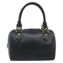 MCM Hand Bag Leather Black Gold Auth BA16736A-3