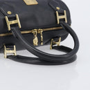MCM Hand Bag Leather Black Gold Auth BA16736A-7
