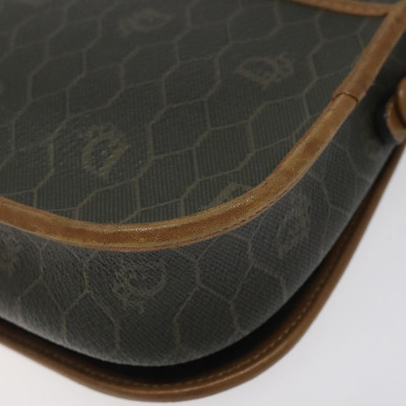 Christian Dior Honeycomb Canvas Shoulder Bag PVC Khaki Auth BA1674
