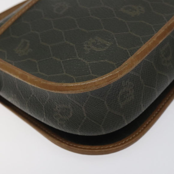 Christian Dior Honeycomb Canvas Shoulder Bag PVC Khaki Auth BA1674