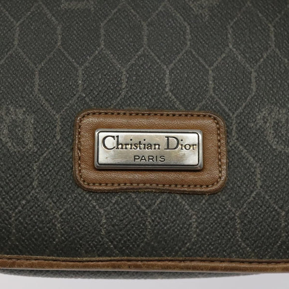Christian Dior Honeycomb Canvas Shoulder Bag PVC Khaki Auth BA1674