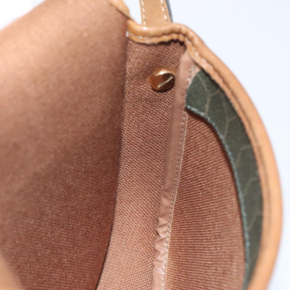 Christian Dior Honeycomb Canvas Shoulder Bag PVC Khaki Auth BA1674